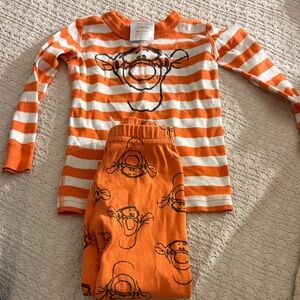 Hanna Andersson Orange and White Striped Tigger Pajamas